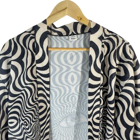Shroom Beach Psychedelic Kimono Shirt Trippy Optical Illusion Eye Festival Wear - Picture 5 of 7